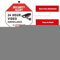 Heiokey 24 Hour Video Surveillance Sign With Stake 10 X 10 All Activities Are Monitored Warning Sign With 28 Inches Post Alumi