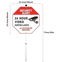 Heiokey 24 Hour Video Surveillance Sign With Stake 10 X 10 All Activities Are Monitored Warning Sign With 28 Inches Post Alumi