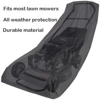 Amberr Lawn Mower Cover-Heavy Duty 600D Waterproof Push Mower Cover Lawnmower Cover Waterproof Outdoor-Full Protection Against Water Uv Wind Fit With Drawstring  Black 600D