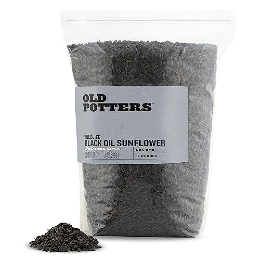 Old Potters Wildlife Black Oil Sunflower Seeds For Birds And Wildlife Nongmo Usa Grown On Small Farms 12 Lbs