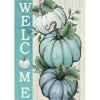 Covido Welcome Fall Teal Blue White Pumpkins Decorative Garden Flag Autumn Farmhouse Seasonal Yard Outside Decorations Thanksg