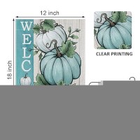 Covido Welcome Fall Teal Blue White Pumpkins Decorative Garden Flag Autumn Farmhouse Seasonal Yard Outside Decorations Thanksg