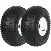 Weize 15X6006 Lawn Mower Tires With Tube And Rim 3 Offset Hub 34 Or 58 Or 12 Bushings 400Lbs Capacity 15X66 Tr