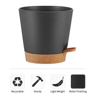 Faithland 2Pack 8 Inch Planter Pots For Indoor Outdoor Plants Self Watering Flower Pots With Deep Reservoir Black With Terrac