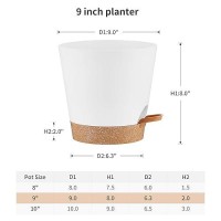 Faithland 2Pack 9 Inch Planter Pots For Indoor Outdoor Plants Self Watering Flower Pots With Deep Reservoir White With Terrac