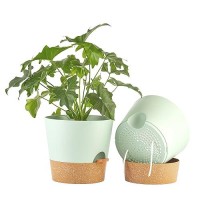 Faithland 2Pack 10 Inch Planter Pots For Indoor Outdoor Plants Self Watering Flower Pots With Deep Reservoir Green With Terra