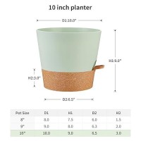 Faithland 2Pack 10 Inch Planter Pots For Indoor Outdoor Plants Self Watering Flower Pots With Deep Reservoir Green With Terra