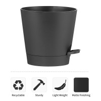 Faithland 2Pack 8 Inch Planter Pots For Indoor Outdoor Plants Self Watering Flower Pots With Deep Reservoir Black