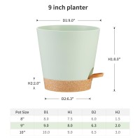 Faithland 2Pack 9 Inch Planter Pots For Indoor Outdoor Plants Self Watering Flower Pots With Deep Reservoir Green With Terrac