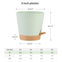 Faithland 2Pack 8 Inch Planter Pots For Indoor Outdoor Plants Self Watering Flower Pots With Deep Reservoir Green With Terrac