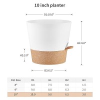 Faithland 2Pack 10 Inch Planter Pots For Indoor Outdoor Plants Self Watering Flower Pots With Deep Reservoir White With Terra