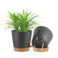 Faithland 2Pack 9 Inch Planter Pots For Indoor Outdoor Plants Self Watering Flower Pots With Deep Reservoir Black With Terrac