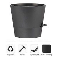 Faithland 2Pack 10 Inch Planter Pots For Indoor Outdoor Plants Self Watering Flower Pots With Deep Reservoir Black