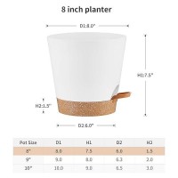 Faithland 2Pack 8 Inch Planter Pots For Indoor Outdoor Plants Self Watering Flower Pots With Deep Reservoir White With Terrac