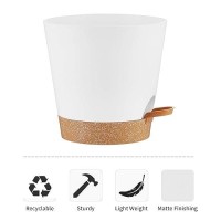 Faithland 2Pack 8 Inch Planter Pots For Indoor Outdoor Plants Self Watering Flower Pots With Deep Reservoir White With Terrac