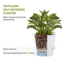 Faithland 2Pack 10 Inch Planter Pots For Indoor Outdoor Plants Self Watering Flower Pots With Deep Reservoir White