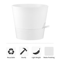 Faithland 2Pack 10 Inch Planter Pots For Indoor Outdoor Plants Self Watering Flower Pots With Deep Reservoir White