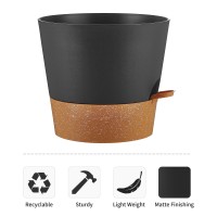 Faithland 2Pack 10 Inch Planter Pots For Indoor Outdoor Plants Self Watering Flower Pots With Deep Reservoir Black With Terra