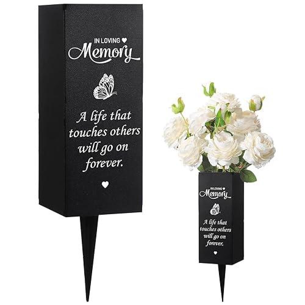 Geosar Cemetery Vases With Spikes Grave Vases For Cemetery Metal Funeral Flower Holder In Loving Memory Sign Memorial Gifts For