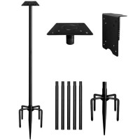 Sungaryard 90Inch Heavy Duty Bird House Pole Mount Kit With Frosted  Bird Feeder Pole Kit With 5 Prongs Base And 2 Plates  For Outdoor  Yard  Garden  Black(Birdhouse Not Include)