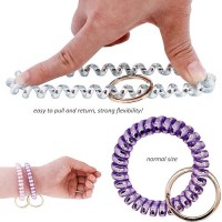 Bihrtc 6Pcs Spiral Bracelet Wrist Keychains Elastics Coils Wristband Key Chain Bracelets Plastic Spring Flexible Spiral Wrist Ke