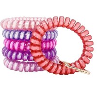 Bihrtc Pack Of 6 Key Wristlet Coil Keychain Bracelet Spiral Keychain Bracelet Coil Hair Ties Candy Colors Spiral Bracelets Ponyt