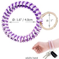 Bihrtc Pack Of 6 Key Wristlet Coil Keychain Bracelet Spiral Keychain Bracelet Coil Hair Ties Candy Colors Spiral Bracelets Ponyt