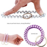 Bihrtc Pack Of 6 Key Wristlet Coil Keychain Bracelet Spiral Keychain Bracelet Coil Hair Ties Candy Colors Spiral Bracelets Ponyt