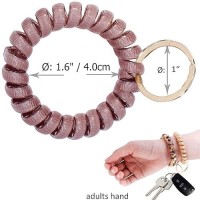 Bihrtc 6Pcs Wrist Coil Key Chain Spring Flexible Spiral Wrist Bracelet Wristlet Elastic Stretchable Bracelet Wristband Key Chain