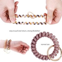 Bihrtc 6Pcs Wrist Coil Key Chain Spring Flexible Spiral Wrist Bracelet Wristlet Elastic Stretchable Bracelet Wristband Key Chain