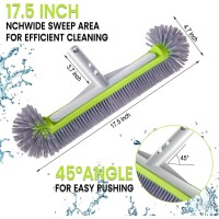 Professional Swimming Pool Brush Head With Round Ends 175 Heavy Duty Aluminum Back For Cleaning Pool Walls 7 Rows Premium Ny