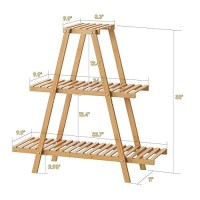 Furshus Plant Stand Indoor  Outdoor Bamboo Plant Stands For Multiple Plants  3 Tier 8 Potted Flower Holder Ladder Plant Rack Plant Shelf Ladder Table Plant Pot Stand For Living Room  Patio  Balcony (Natural)