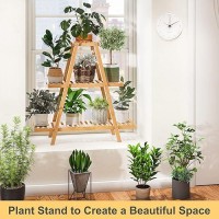 Furshus Plant Stand Indoor  Outdoor Bamboo Plant Stands For Multiple Plants  3 Tier 8 Potted Flower Holder Ladder Plant Rack Plant Shelf Ladder Table Plant Pot Stand For Living Room  Patio  Balcony (Natural)