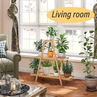 Furshus Plant Stand Indoor  Outdoor Bamboo Plant Stands For Multiple Plants  3 Tier 8 Potted Flower Holder Ladder Plant Rack Plant Shelf Ladder Table Plant Pot Stand For Living Room  Patio  Balcony (Natural)