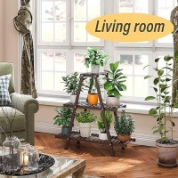 Furshus Plant Stand Indoor  Outdoor Bamboo Plant Stands For Multiple Plants  3 Tier 8 Potted Flower Holder Ladder Plant Rack Plant Shelf Ladder Table Plant Pot Stand For Living Room  Patio  Balcony (Brown)