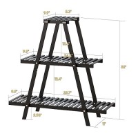 Furshus Plant Stand Indoor  Outdoor Bamboo Plant Stands For Multiple Plants  3 Tier 8 Potted Flower Holder Ladder Plant Rack Plant Shelf Ladder Table Plant Pot Stand For Living Room  Patio  Balcony (Black)