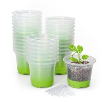 Mixc 30 Packs 4 Reinforced Clear Nursery Pots With Silicone Base For Easy Transplant Transparent Plastic Plant Pot Reusable S