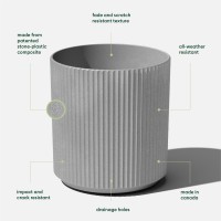 Veradek Round Demi Planter Pots For Indoor/Outdoor Garden Use | Made From Plastic - Concrete Mix With Drainage Holes | Perfect For Small To Large Succulent Plants  Flowers  Modern Interior Plants