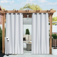 Nicetown 2 Panels Outdoor Curtains With Grommet Back Tab On Top And Bottom For Patio Waterproof Windproof Privacy Sound Lig