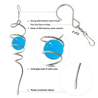 Aoedelyart Spiral Wind Spinner Tail Gazing Ball Spiral Tail Decorative Sun Catcher With Swivel Hook Indoor Outdoor Garden Wind Sculptures Hanging Wind Stabilizer Gift For Mom Mother Father-13In (Blue)