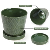 Ceramic Plant Pots 456 Inch Pots For Indoor Plants Planters With Drainage Holes And Ceramic Tray Indoor Flower Pots Gardening