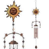 Sun Wind Chime Wind Chimes For Outside Deep Tone 34 Inches 5 Aluminum Tubes Birthday Anniversary Memorial Gifts For Dad Gran