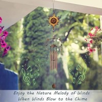 Sun Wind Chime Wind Chimes For Outside Deep Tone 34 Inches 5 Aluminum Tubes Birthday Anniversary Memorial Gifts For Dad Gran