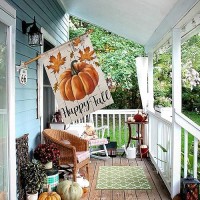 Happy Fall House Flag 28X40 Inch Double Sided Vertical Thanksgiving Yard Autumn Pumpkin Outdoor Decor Df07628