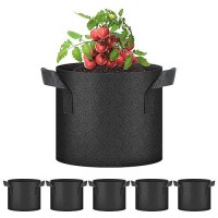 Yssoa 5Pack 3 Gallon Grow Bags Aeration Nonwoven Fabric Plant Pots With Handles Heavy Duty Gardening Planter For Potato Toma