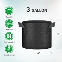 Yssoa 5Pack 3 Gallon Grow Bags Aeration Nonwoven Fabric Plant Pots With Handles Heavy Duty Gardening Planter For Potato Toma