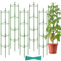 Halatool 6 Pack Tomato Cages For Garden Up To 63In52Ft Adjustable Tall Tomato Cage Garden Stakes Tomato Trellis For Pots Toma