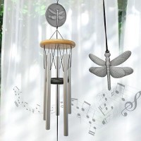 Hippolytusiart Dragonfly Wind Chimes For Outside With Bright Silver 29 Memorial Wind Chimes Create A Zen Atmosphere For Outdoo