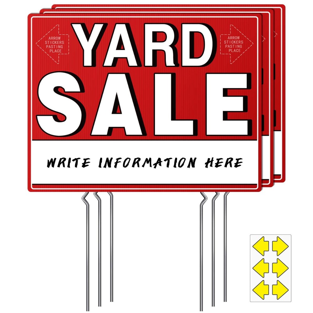 Yard Sale Signs 17 X 13 Yard Sale Signs With Stakes Doublesided Yard Sale Signs With Arrow Stickers Yard Sale Signs Wit