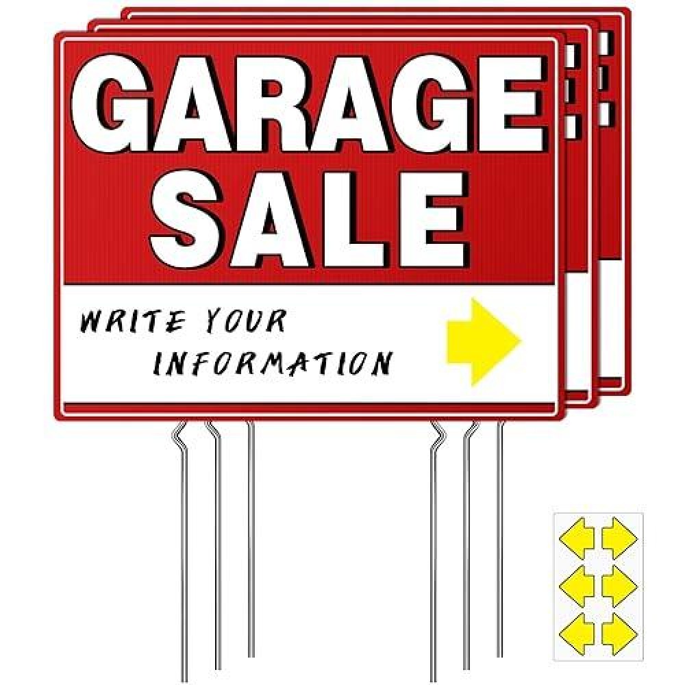 Garage Sale Sign 17 X 13 Garage Sale Sign With Stakes Doublesided Garage Sale Sign With Arrow Stickers Garage Sale Sign